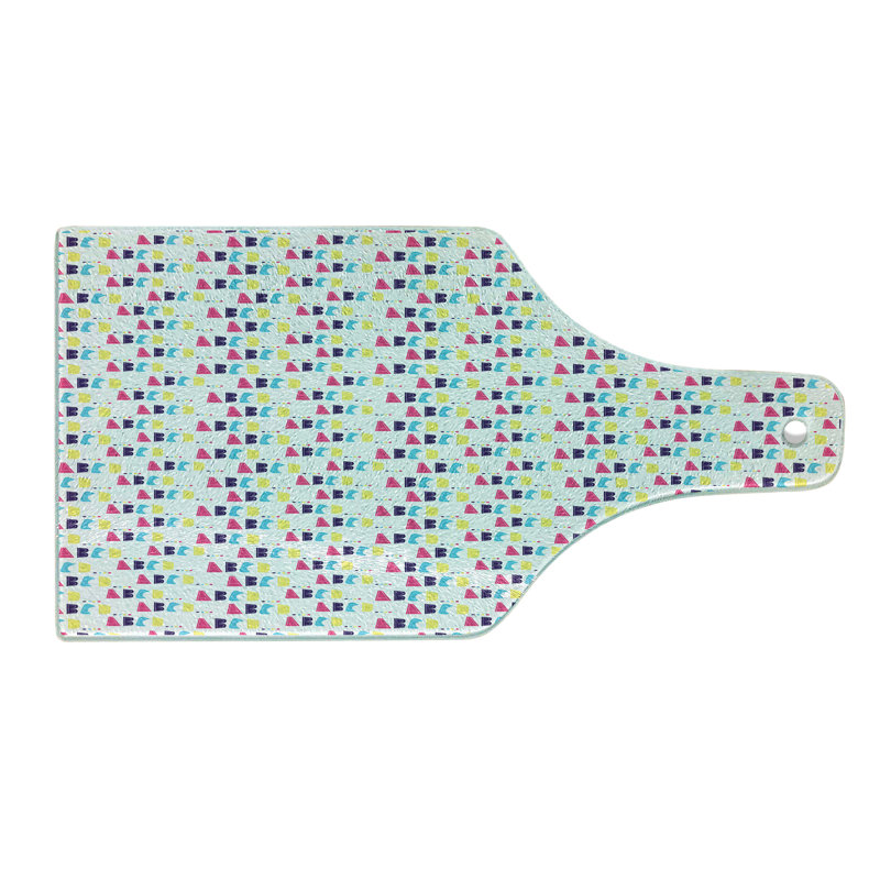 Ambesonne Alphabet Tempered Glass Cutting Board Colourful A B C D Letters White Multicolor