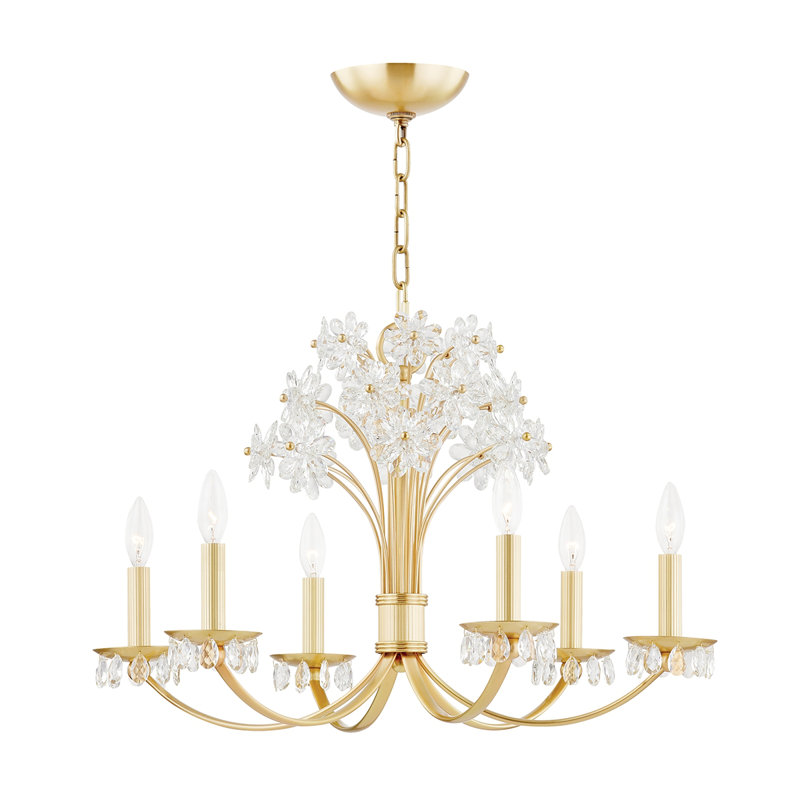 Lustre géométrique à 6 lumières Beaumont, Laiton vieilli