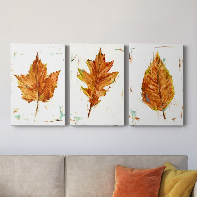 «Autumn Leaf Study I», ensemble de 3 toiles tendues, H 36 po x l 72 po x P 1 po