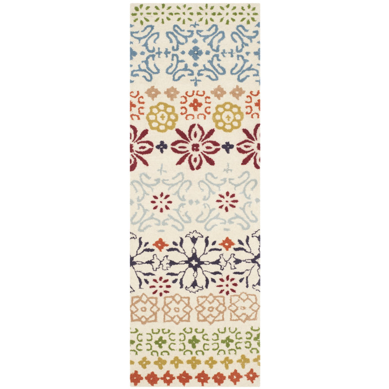 Kouerga bHand Tufted Wool Floral Rug, Runner 2'3" x 11'