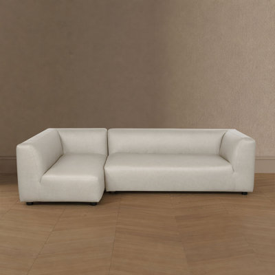 Lukas 118" Contemporary Modern Polyester Upholstered Left-Facing 2-Piece Sectional Sofa in Cream