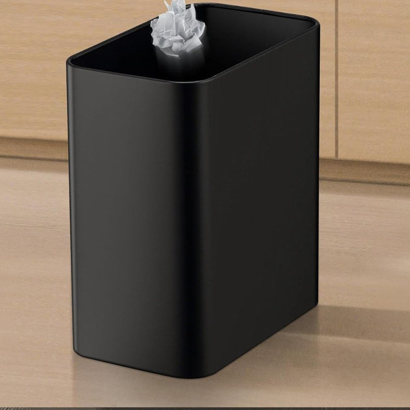Compact Black Stainless Steel 2.1 Gallon Trash Can