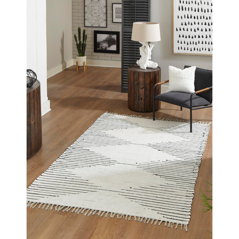 Tapis en coton tressé à la main Gwin, Rectangle 9 pi x 12 pi