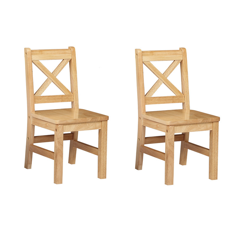 Merrill Kids 11.25" Solid Hardwood Desk Or Activity Chair and Ottoman, Natural, Natural