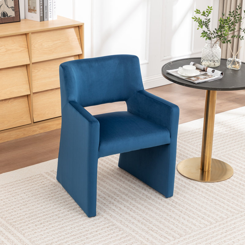 Chaise rembourrée en velours Hambrook, Marine