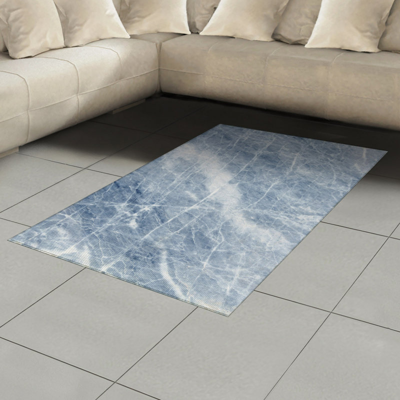 Marble Print High Density Long Fiber Poly Threads Decorative Area Rug Carpet, Rectangle 4' x 5'8"