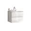 Meuble-lavabo mural blanc brillant de 61 cm (24 po) - Lavabo en céramique, 3 trous pour robinetterie, grand espace de rangement, silencieux, capacité de rangement importante.