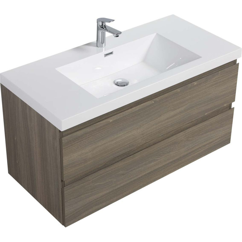 Meuble-lavabo mural avec lavabo, Gris