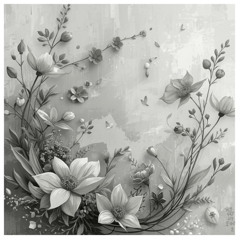 Tapis de bain monochrome à motif floral, L 24 po x L 17 po