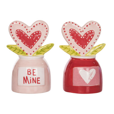 Dolomite Tabletop Heart Figurine, Decorative Objects, Pink, Ceramic, Set of 2, Tabletop, Living Room, Valentines, Home Decoration
