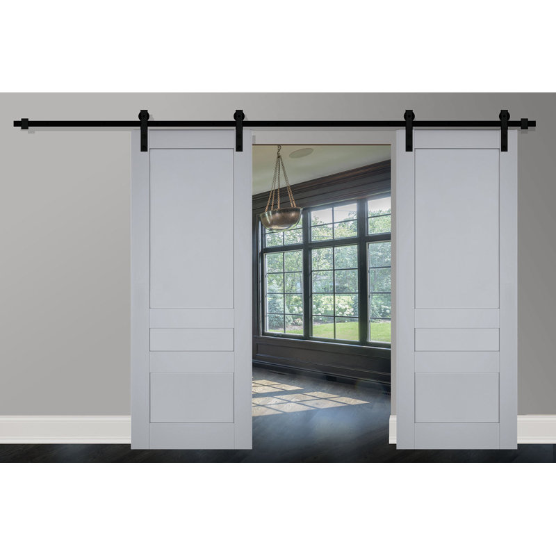 Portes de grange à panneaux en bois Veregio, 84 po x 84 po, Gris