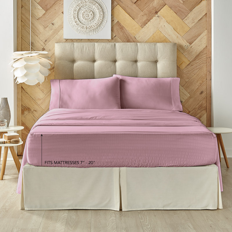 Ensemble de draps Royal Fit, Ensemble de draps pour très grand lit + drap-hous, Lilas