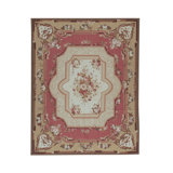 Hand-Knotted High-Quality Taupe, Pink, and Light Blue Area Rug