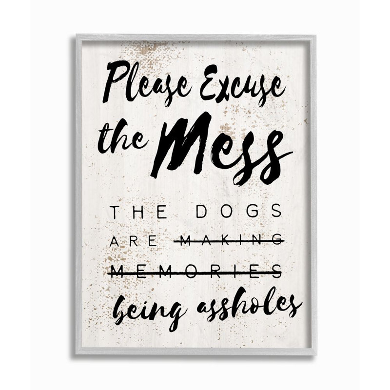 «Excuse Mess Funny Word Dogs Pet Textured Design», impression sur toile, H 20 po x l 16 po, Estampe numérique Farmhouse