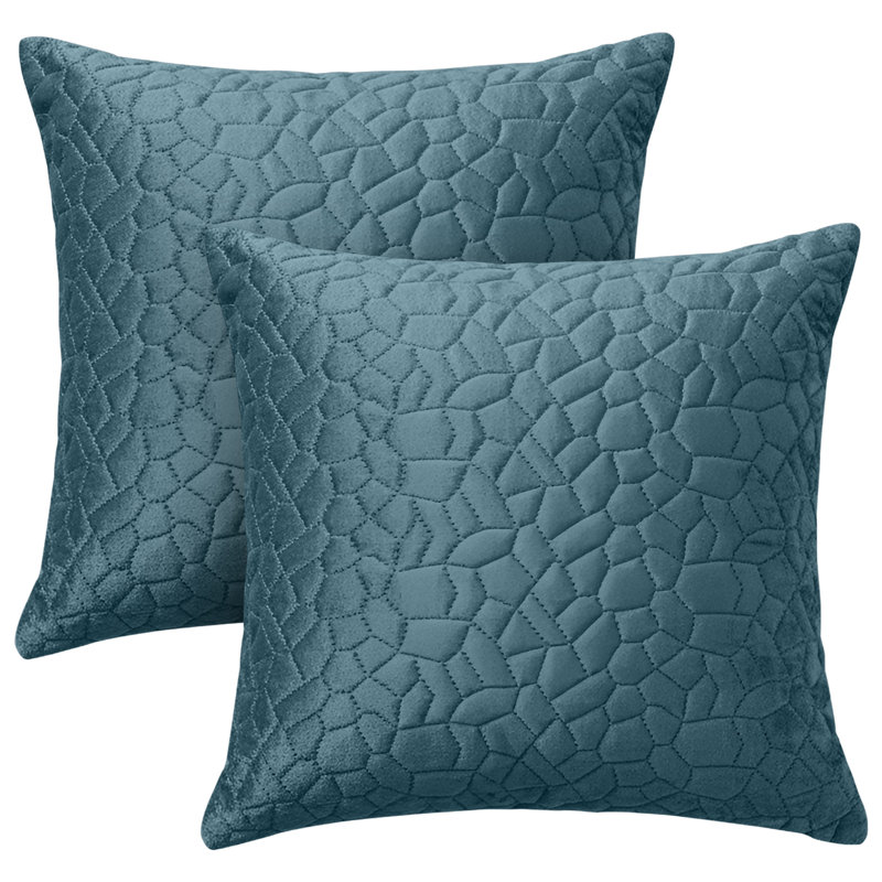 Aspire Homeware Geometric Square Velvet Cushion Covers, Teal, Pack of 2