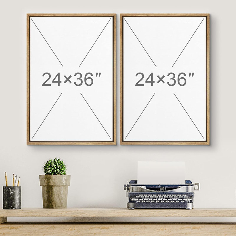 Abstract Landscape Neutral Minimalist Artwork Wall Art Framed On Canvas 2 Pieces Painting Print, 36" H x 48" W, Natural