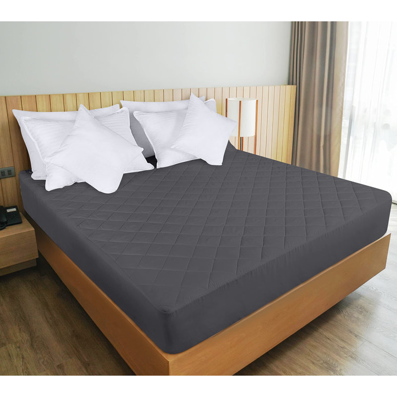 Quilted Fitted Mattress Pad, Queen Size, Elastic Fitted Mattress Topper,Stretches Up To 16 Inches Deep,(Grey)