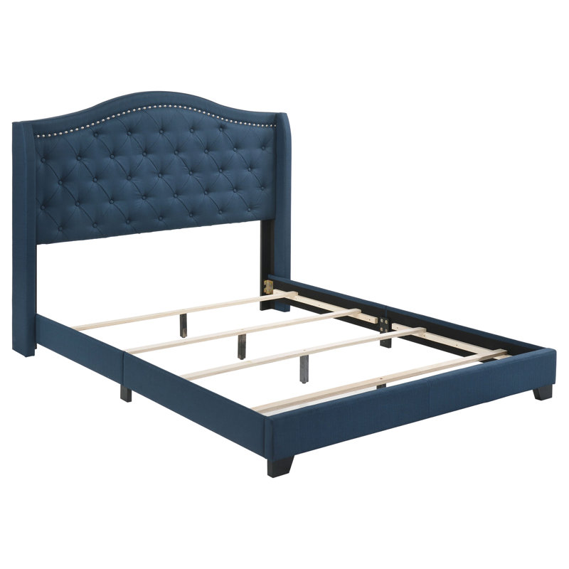 Aquira Upholstered Queen Wingback Bed Beige, Queen, Beige