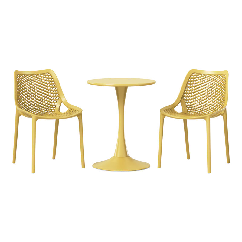 Ensemble repas extérieur 2 personnes, H 28,5 po x l 23,5 po x P 23,5 po, Jaune, 2