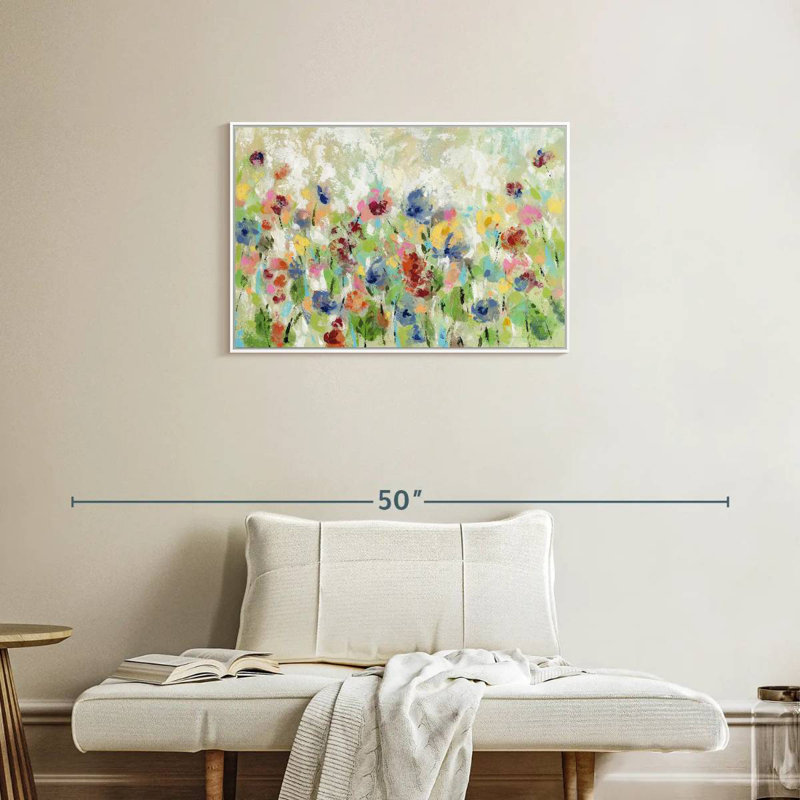 Fleurs de printemps au printemps I, Cadre flottant blanc, 31 po x 21 po