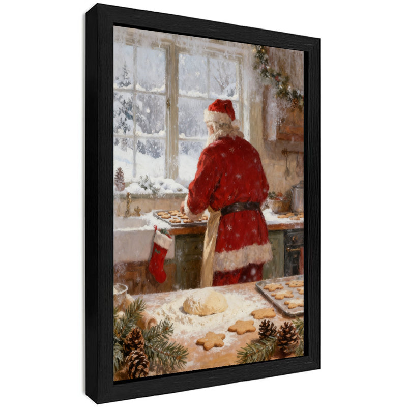 «Black Santa Vintage Bucking Merry Christmas Kitchen», art mural de style rétro, impressions encadrées, H 17 po x l 13 po