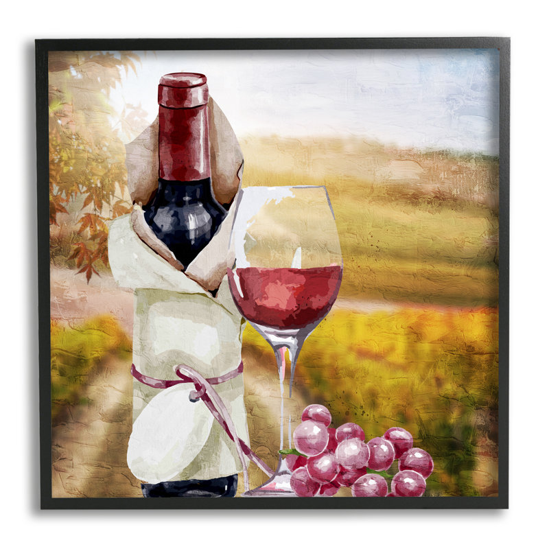 «Wine Bottle Scenery», art giclée par Kim Allen, H 17 po x l 17 po x P 1,5 po, Giclée encadrée noir minuit