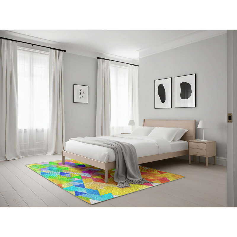 Tapis rouge/vert/bleu Antioch, Rectangle 5 pi x 7 pi
