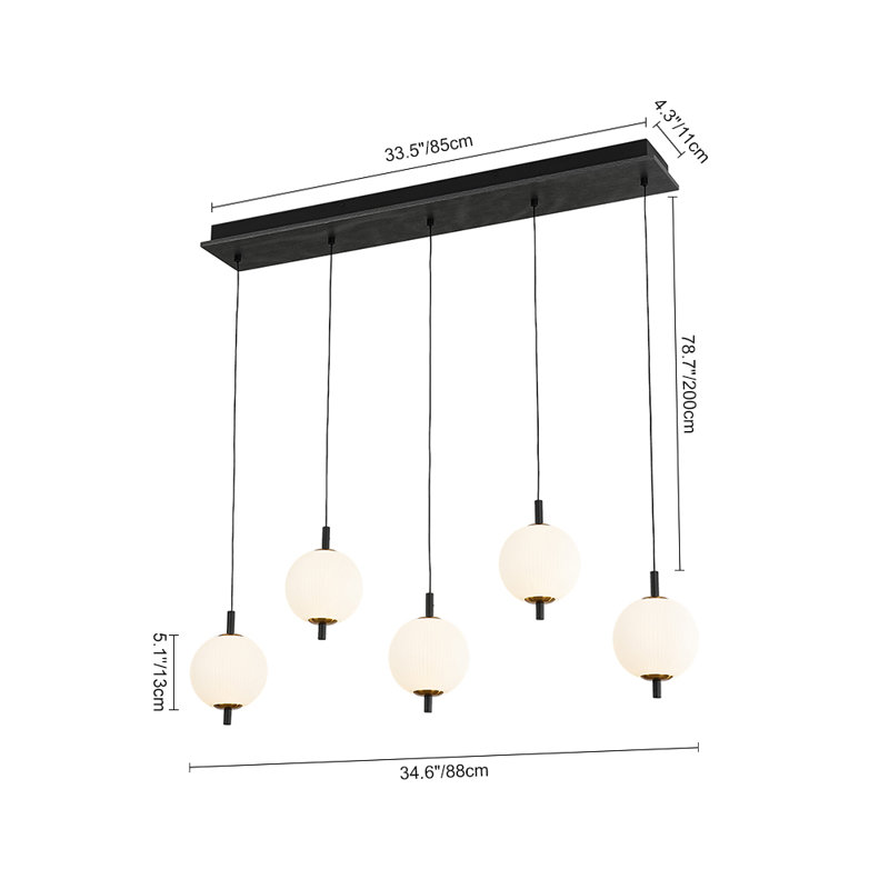 Luminaire suspendu à 5 lumières pour îlot de cuisine