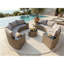 Ensemble de mobilier de patio modulaire en demi-lune durable avec osier résistant aux intempéries et coussins confortables pour la détente en plein air