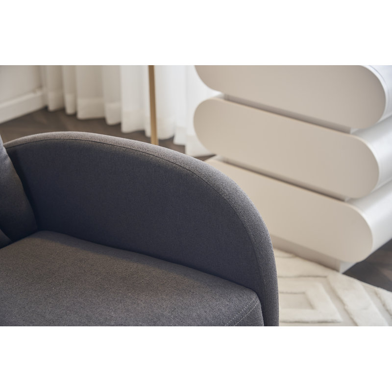 Chaise berçante confortable en lin et coton avec repose-pieds réglable - gris foncé, Noir