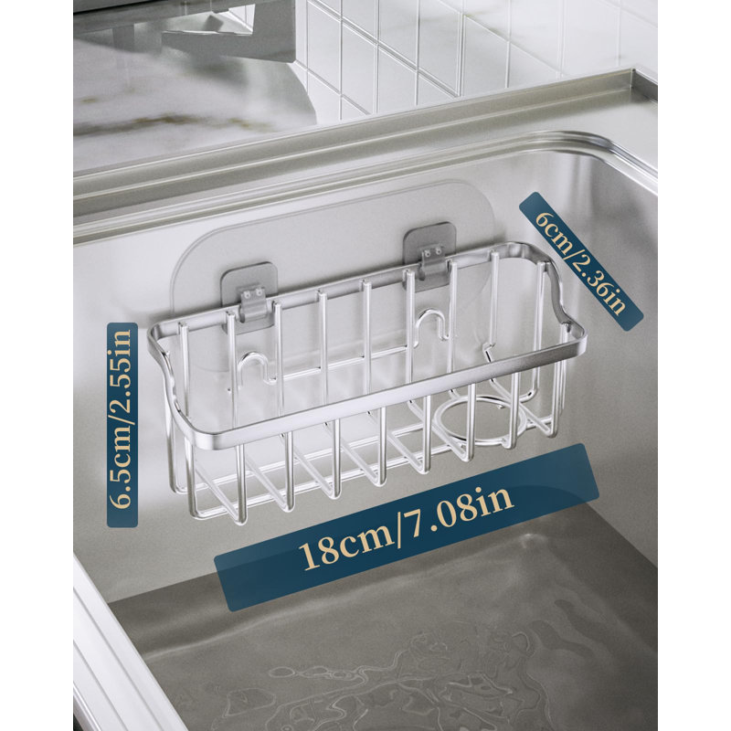 Stainless Steel Sponge Holder - Space Saving Kitchen Organizer With Dual Mounting Options, Silver