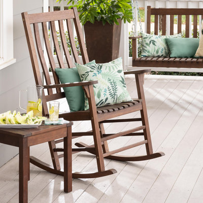 Fauteuil à bascule en bois d'eucalyptus à lattes pour intérieur/extérieur