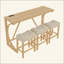 Table de bar, table de salle à manger, table de canapé avec prise de courant, 3 tabourets rembourrés, ensemble de table de bar et de chaises 4 pièces pour le salon, la salle à manger, la cuisine-992580863