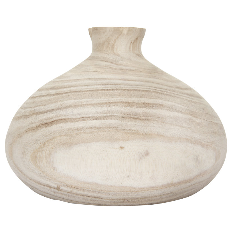 Vase de table en bois massif, Beige