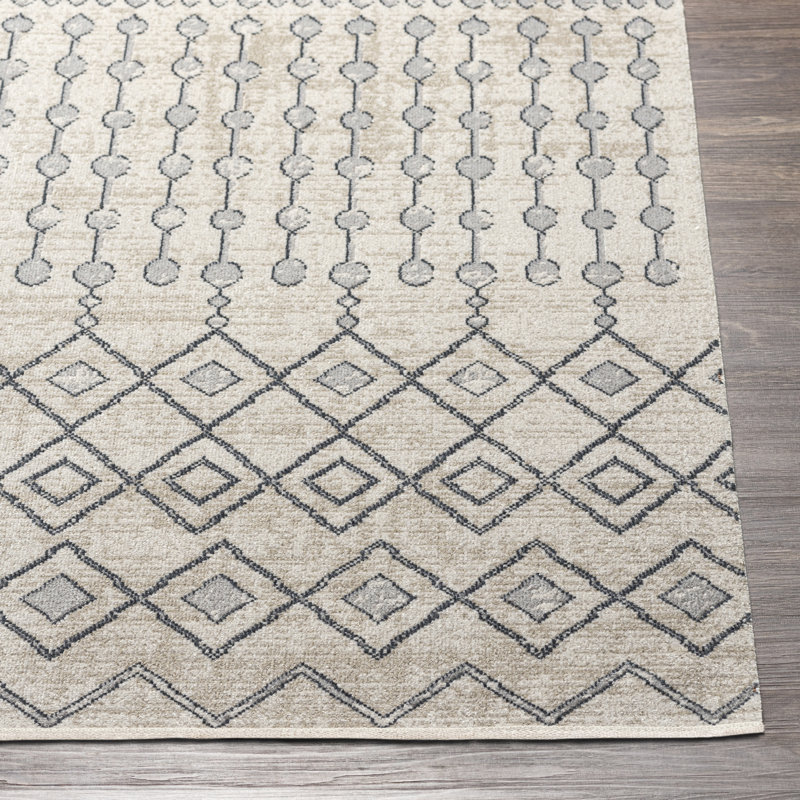 Tapis bleu / gris Swampscott, Rectangle 5 pi 3 po x 7 pi