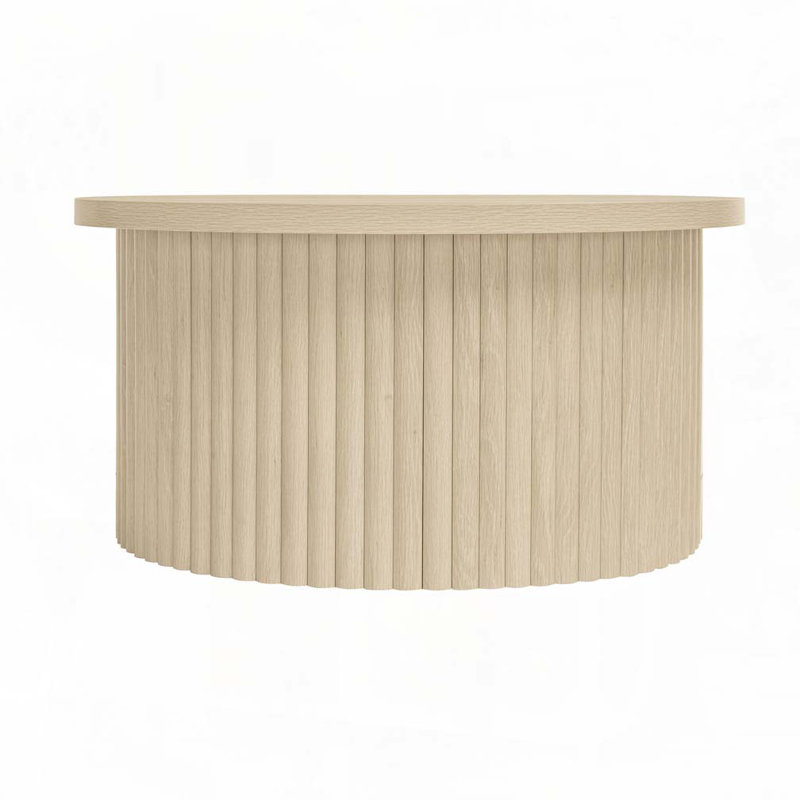 Round Coffee Table with Storage Space, Natural