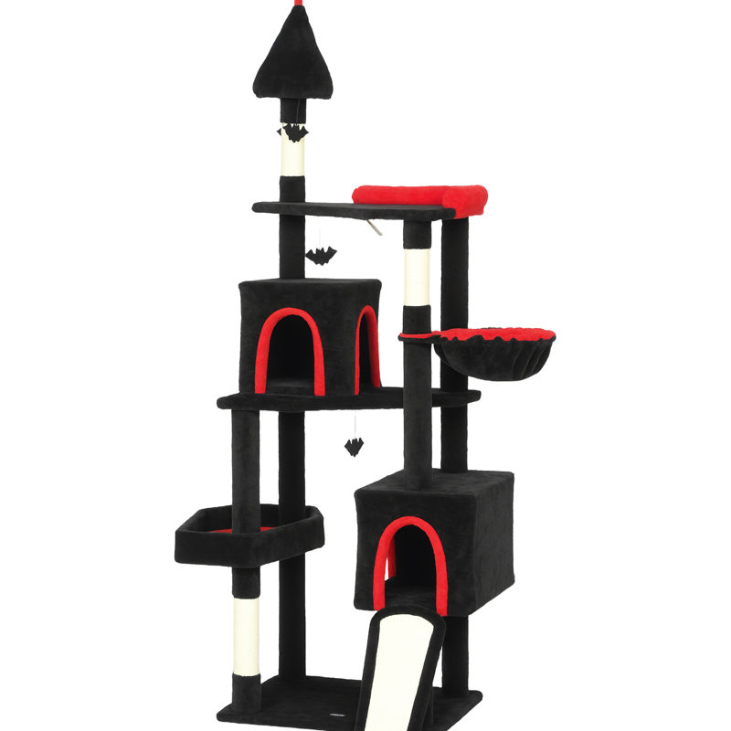 78"Cat Tree Cat Tower With Coffin Bed