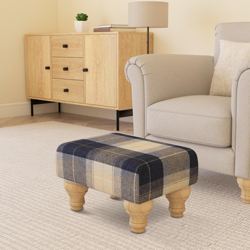 Manufactured Wood Accent Stool, Natural, Navy Blue