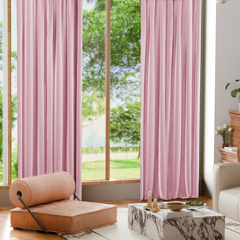 Blackout Velvet Curtains For Bedroom, Living Room And Home Office (Set Of 2), 52" W x 120" L, Blush Pink