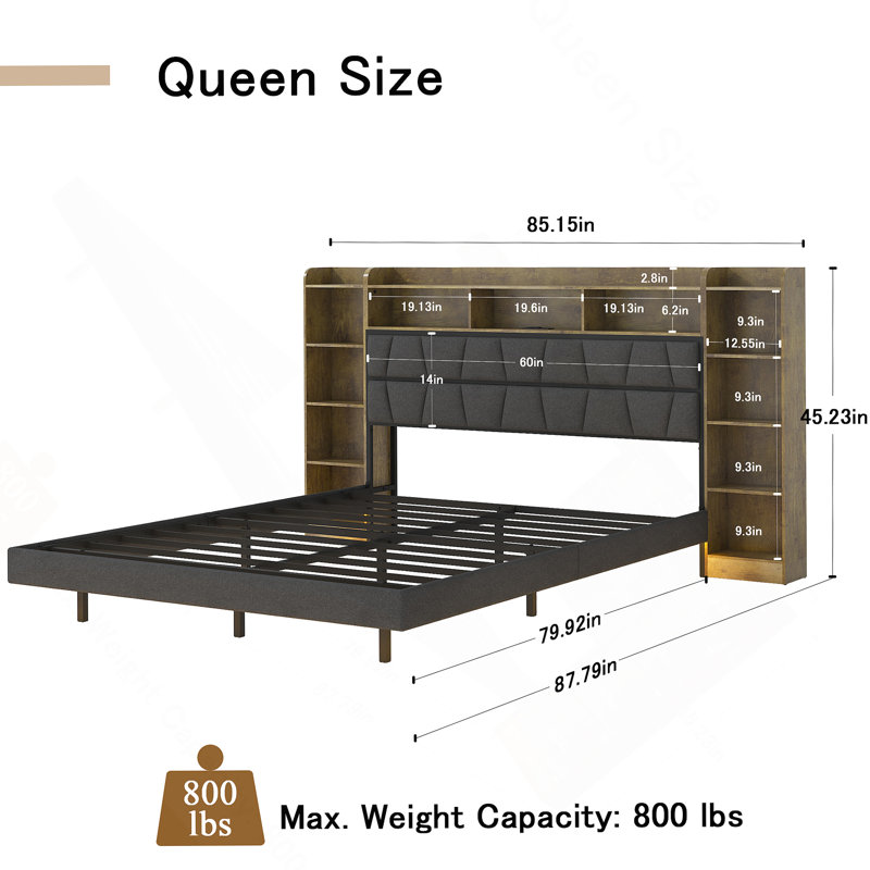 Innovative Queen Bed Frame with Multiple Functionalities for Enhanced Comfort