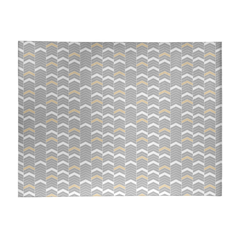 Tapis gris/jaune fait main, Rectangle 4 pi x 6 pi