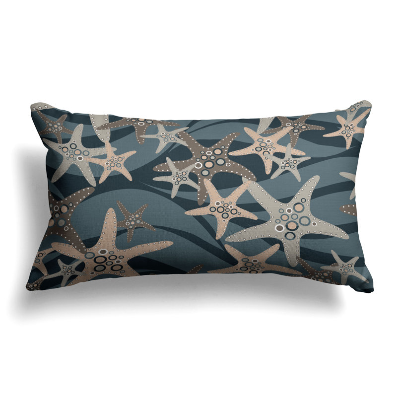 Starfish Sway  Rectangular Throw Pillow, Green/Gray