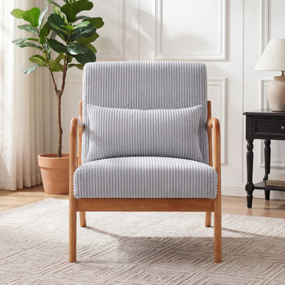 Chaise d'appoint rembourrée en bois massif de style Mid-Century avec coussin