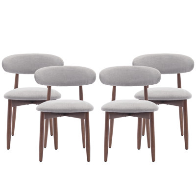 Chaise de salle à manger d'appoint Solon rembourrée en bois massif