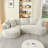 Luxury 4 - Seat L Shape Sectional , Corduroy Upholstery, Cream, Sponge Support, No Assembly For Apartment Curved Corduroy, Pocket Spring, Living Areas