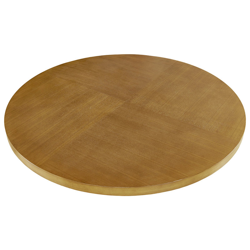 Pecan Wood Round Dining Table with X-Base, Seats 4