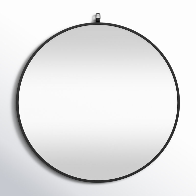 Cassie Metal/Manufactured Wood Round Wall Mirror, Black, 48" x 48" 