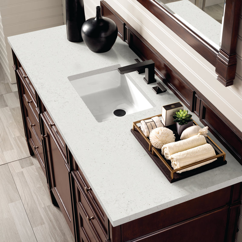 Meuble-lavabo simple 60 po Dussault, Acajou bruni, Délice de lime, 8 po