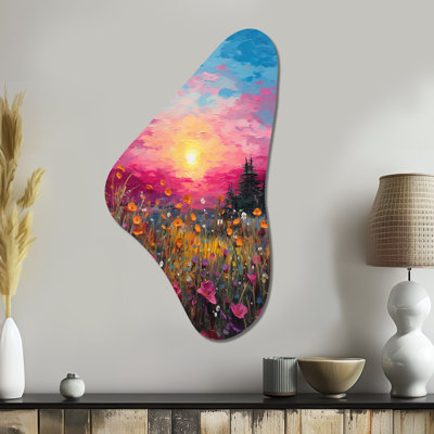 Gelinas - Art floral mural en forme de Boomerang champ de fleurs