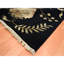 9'2"x11'8" Caviar Black, Half Wool and Half Silk, Borderless Botanical Design, Densely Woven, Soft Pile, Hand Knotted, Oriental Rug